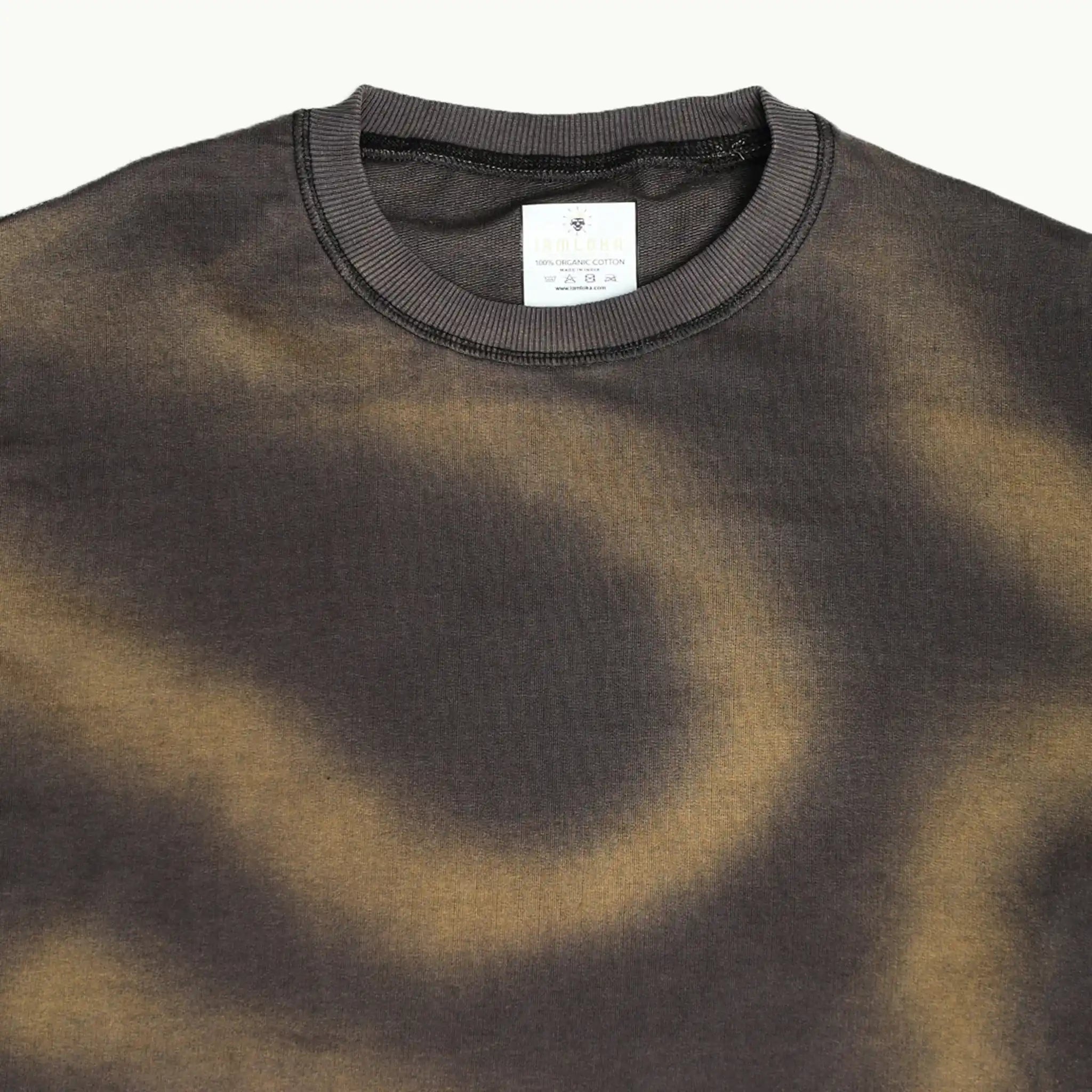 t-shirt with a tie-dye pattern on a white background