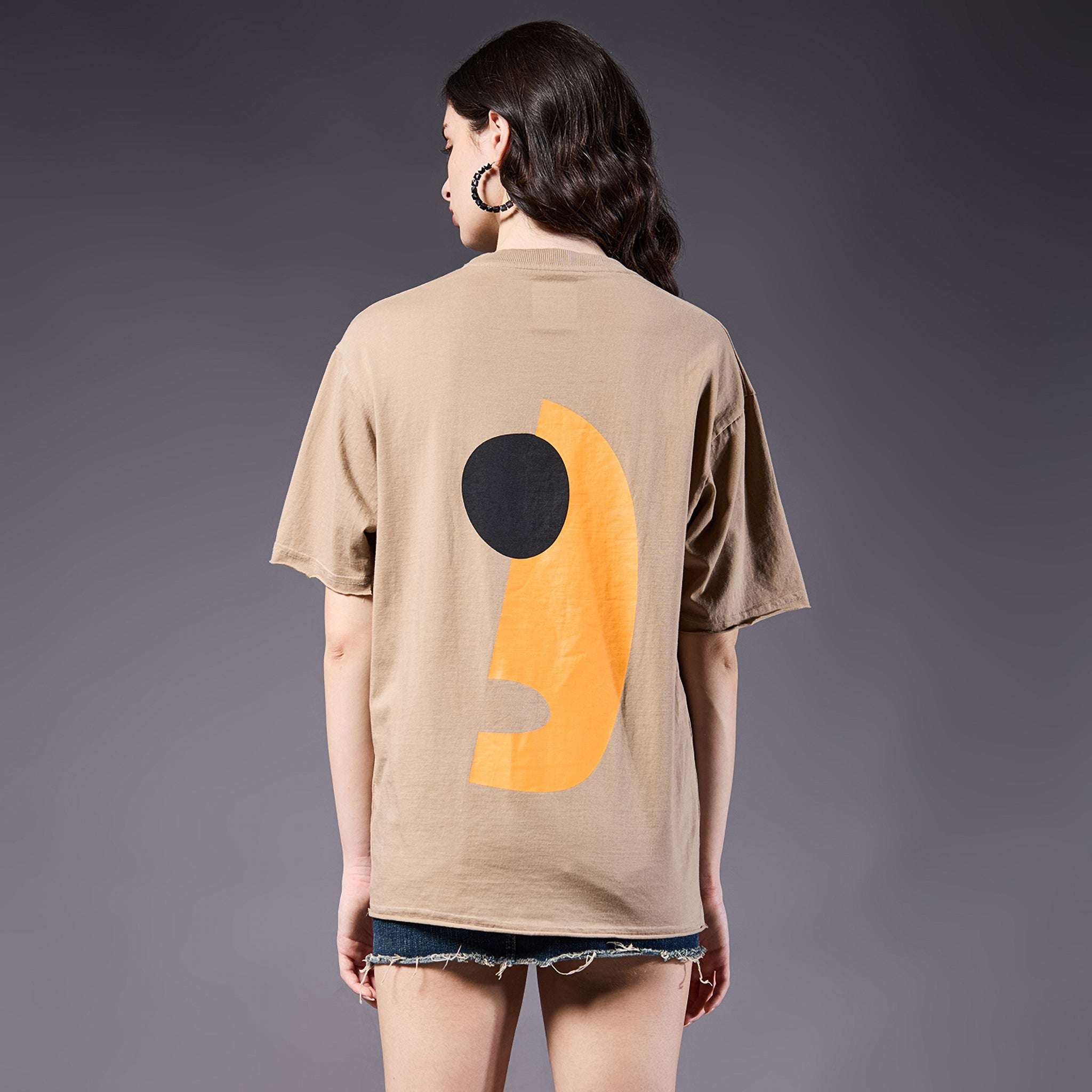 Beige Grunge Face T-Shirt