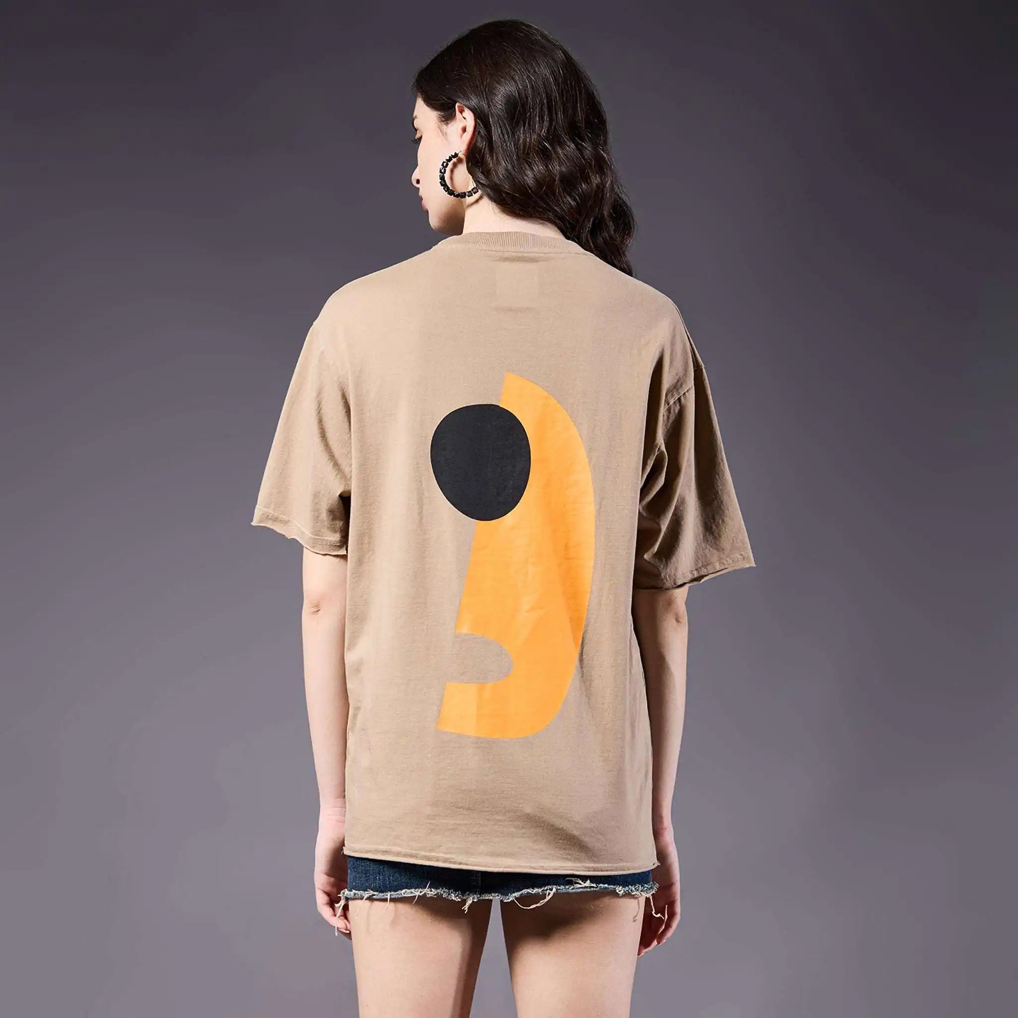 Beige Grunge Face T-Shirt