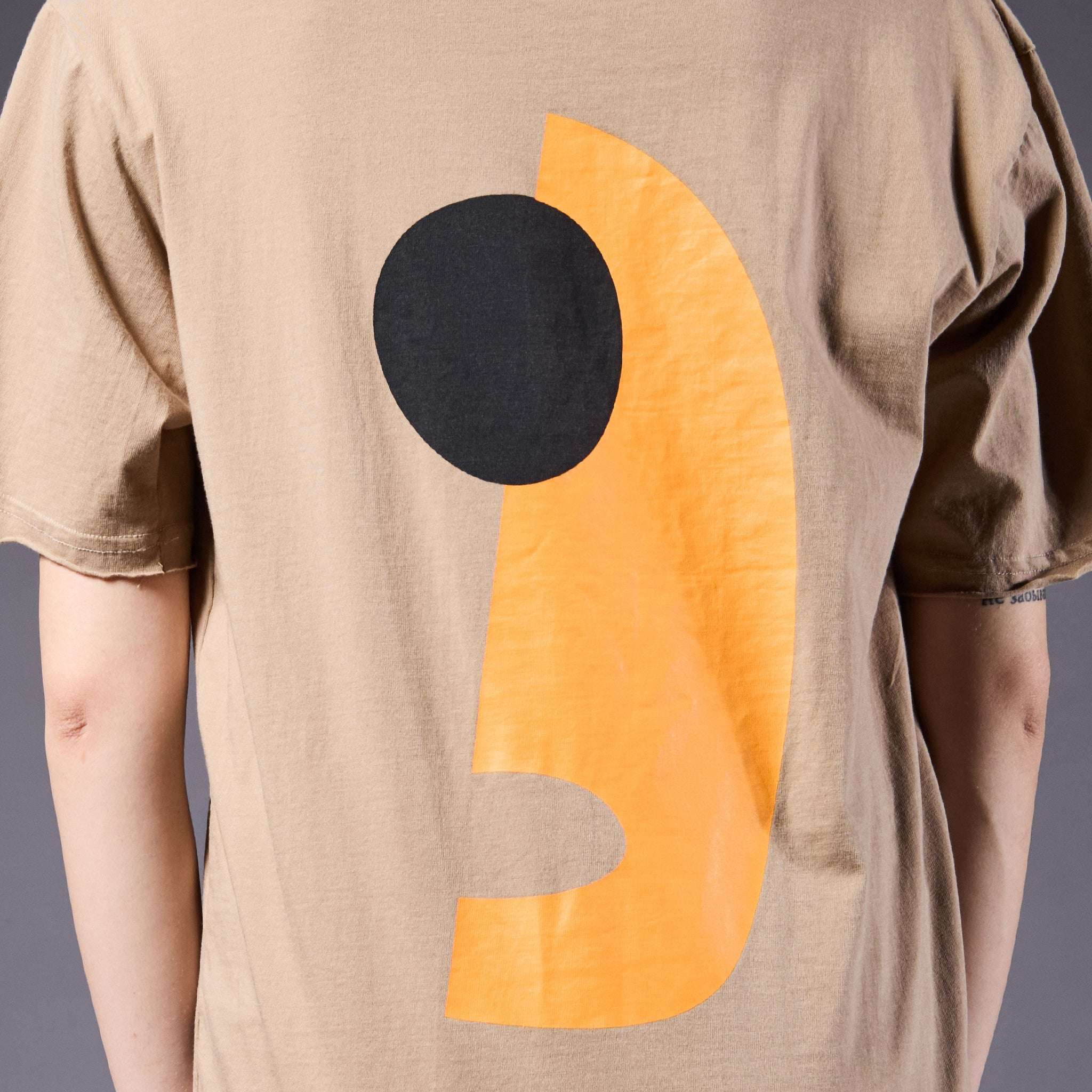Beige Grunge Face T-Shirt