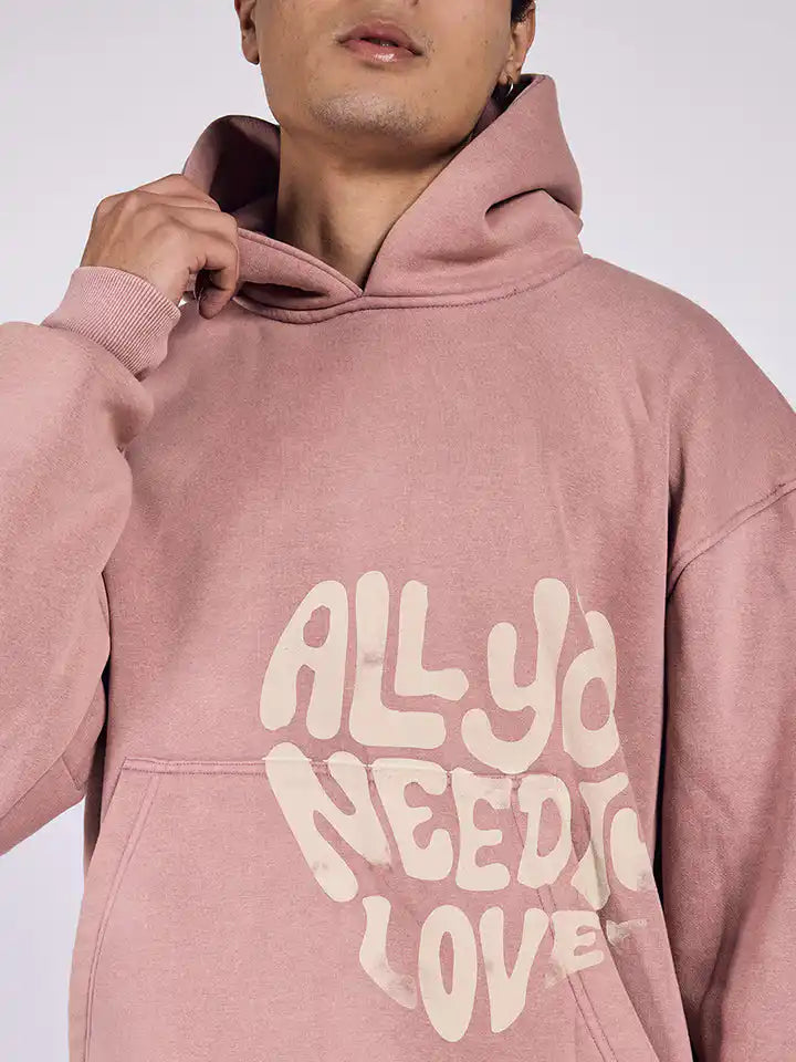 Onion Pink “All You Need is Love” Oversized Hoodie