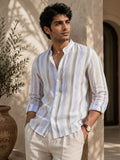 Lavender Coast Pure Linen Shirt - Mandarin Collar