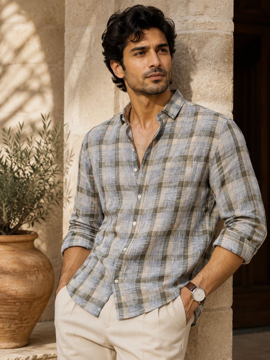 Ashwood Check Pure Linen Shirt