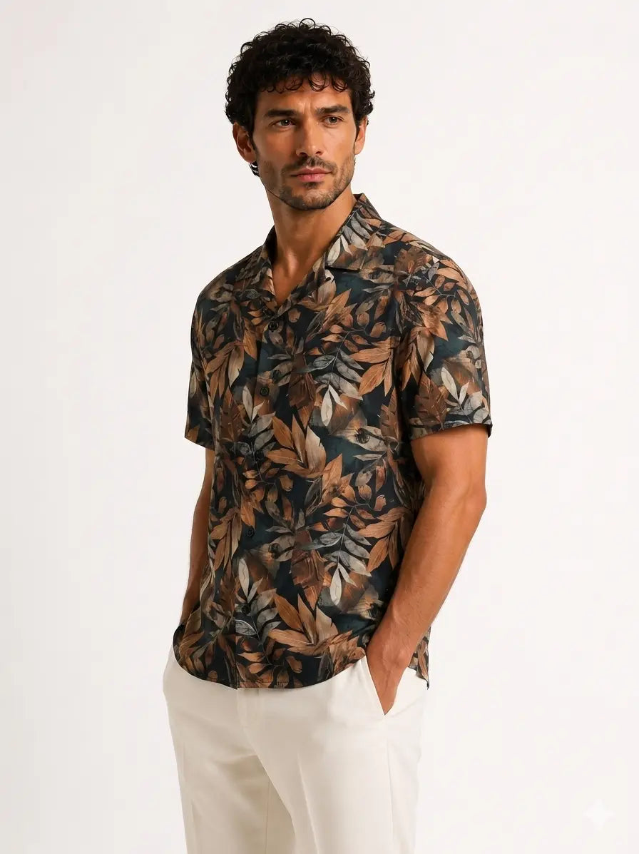 Autumn Leaves Cuban Shirt