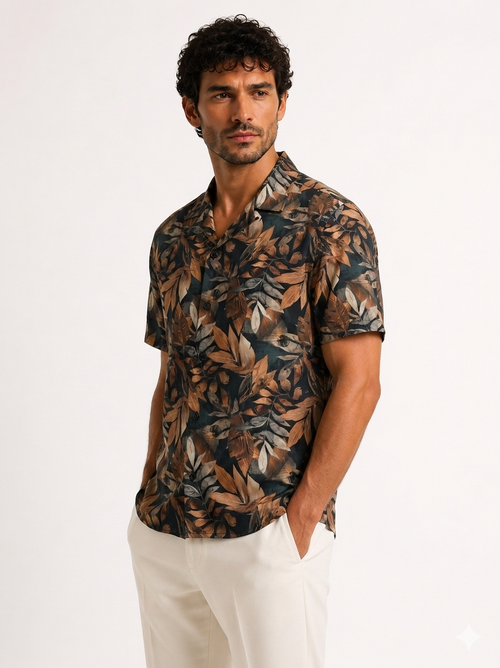 Autumn Leaves Cuban Shirt