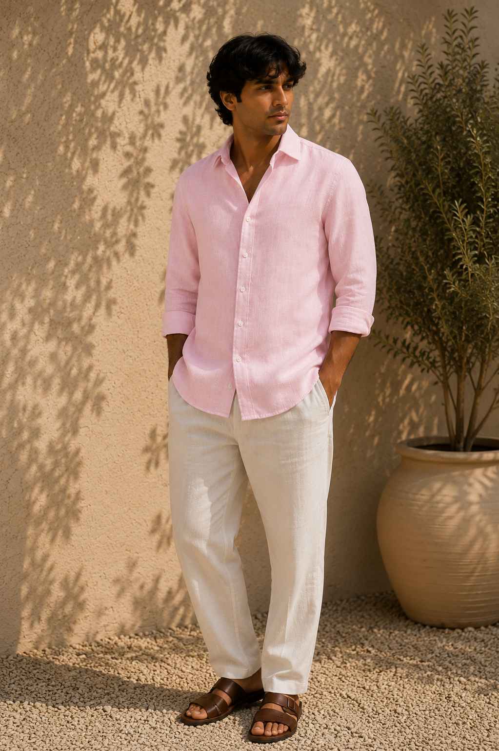 Baby Pink Pure Linen Shirt - European 60 LEA