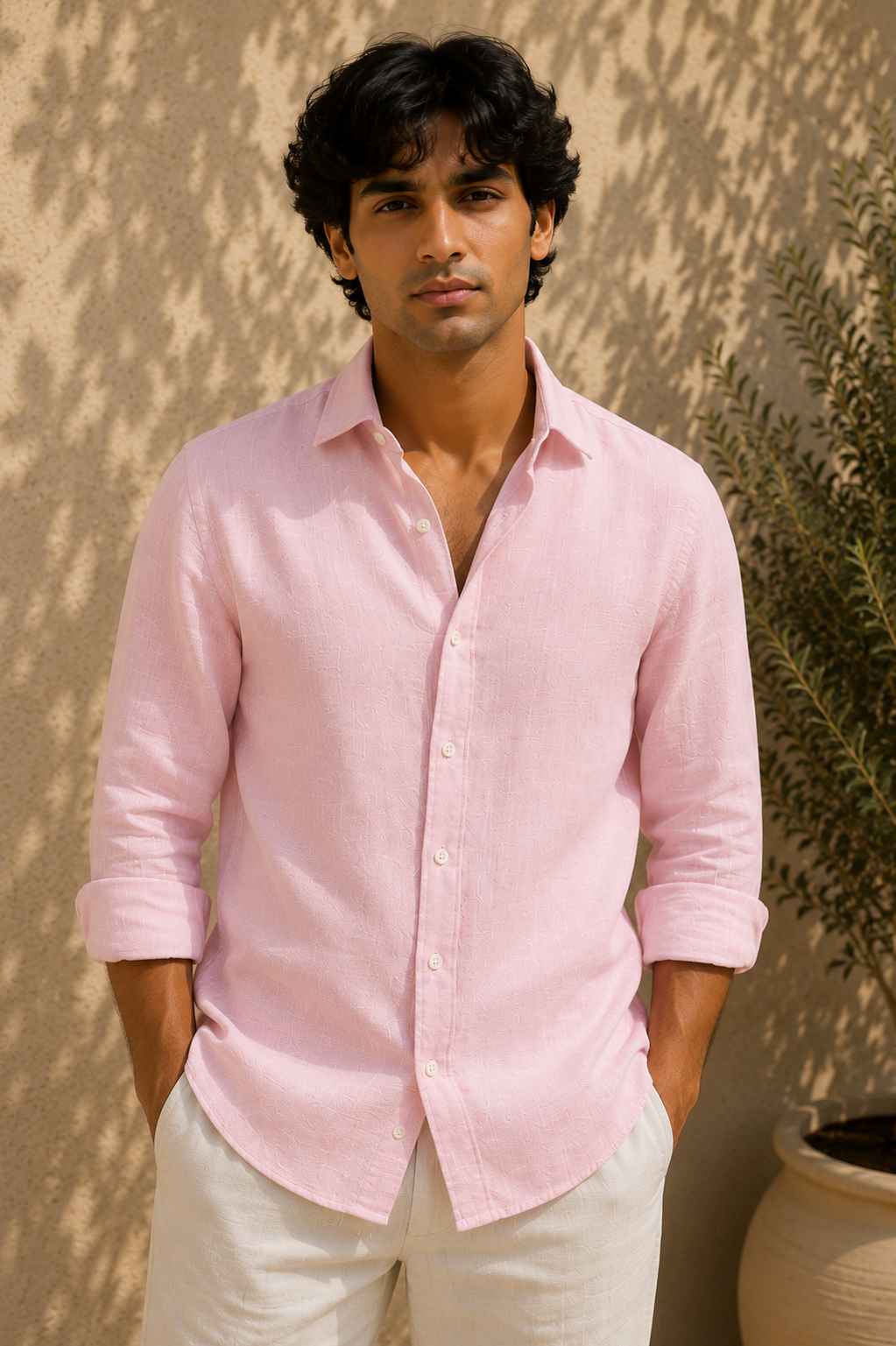 Baby Pink Pure Linen Shirt - European 60 LEA