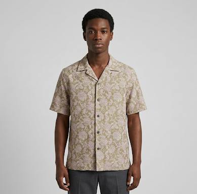 Beige Floral Cuban Shirt