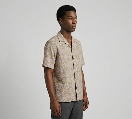 Beige Floral Cuban Shirt