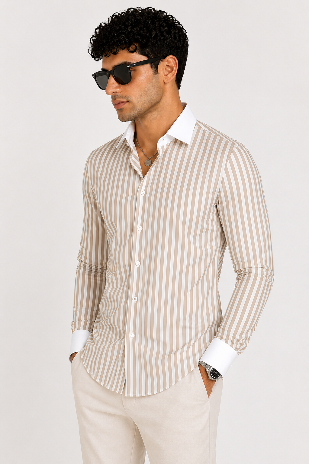 Beige Stripe Shirt