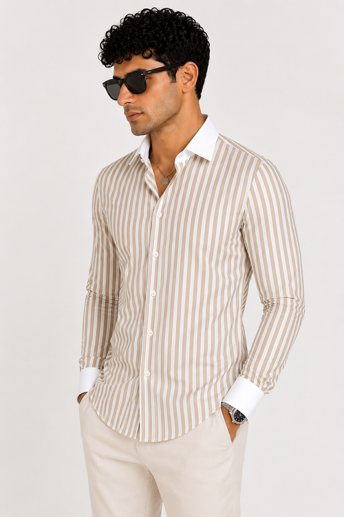 Beige Stripe Shirt