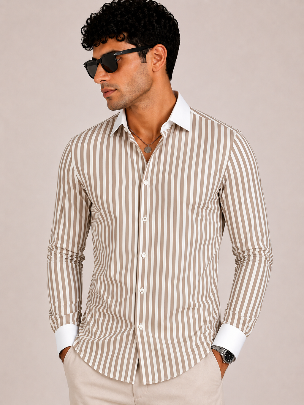 Beige Stripe Shirt