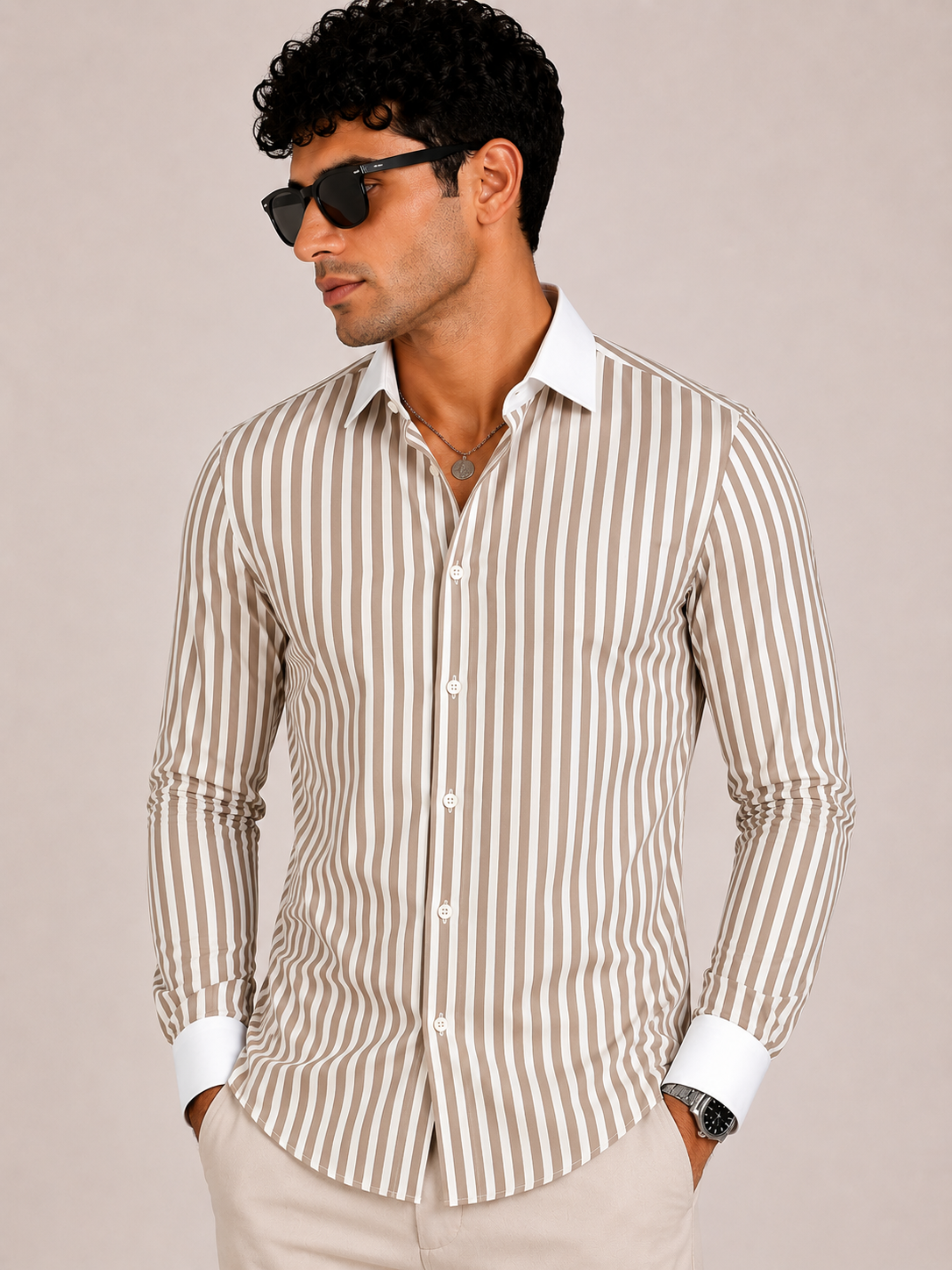 Beige Stripe Shirt