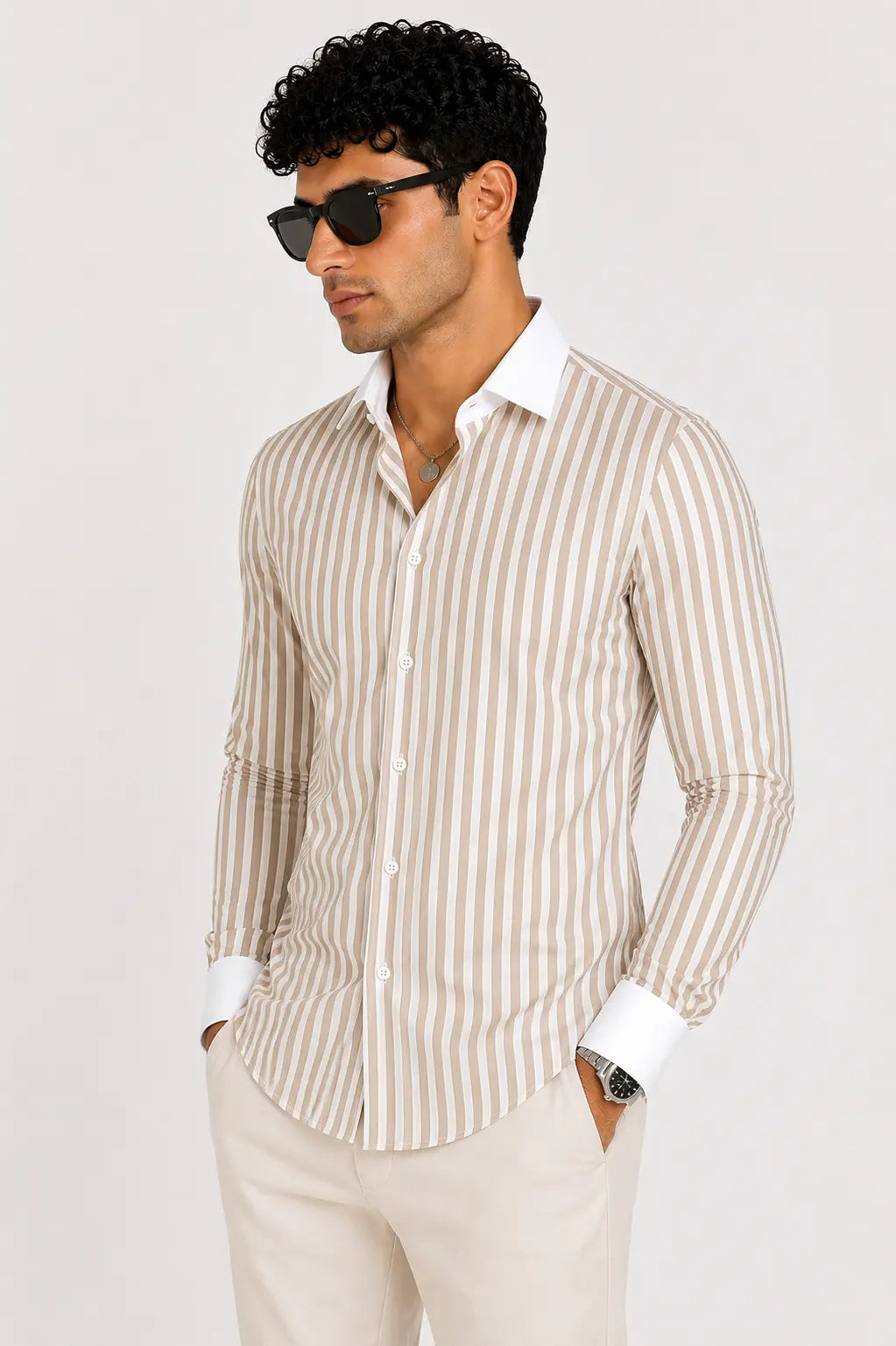 Beige Stripe Shirt