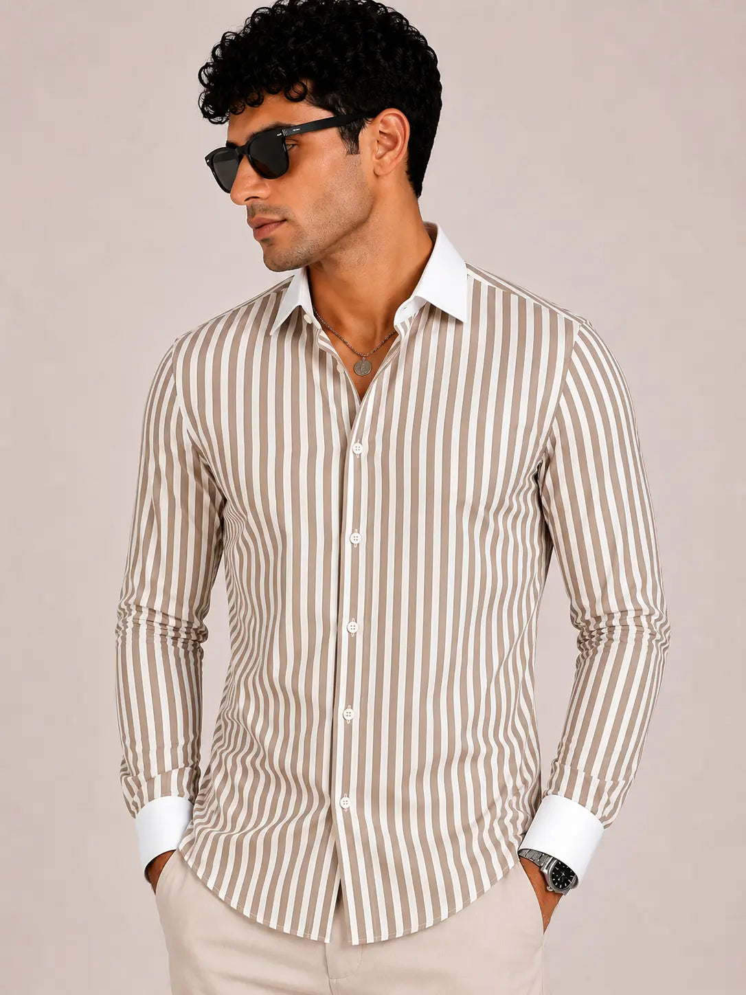 Beige Stripe Shirt