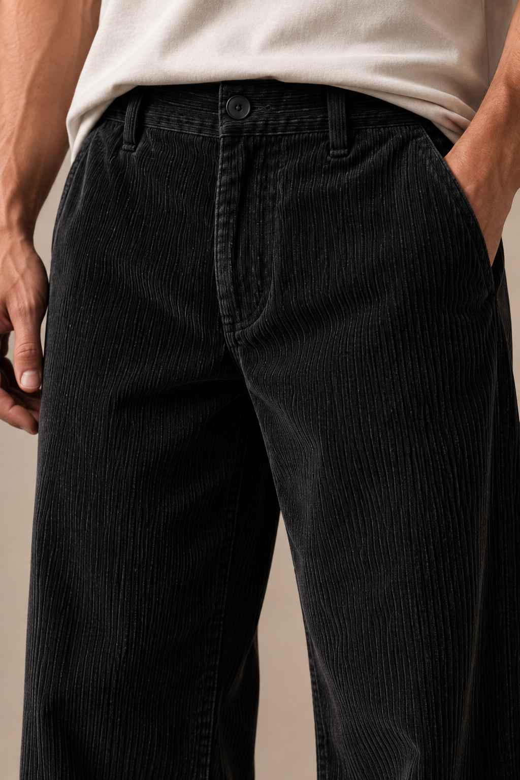 Black Corduroy Pant -  Relaxed Fit
