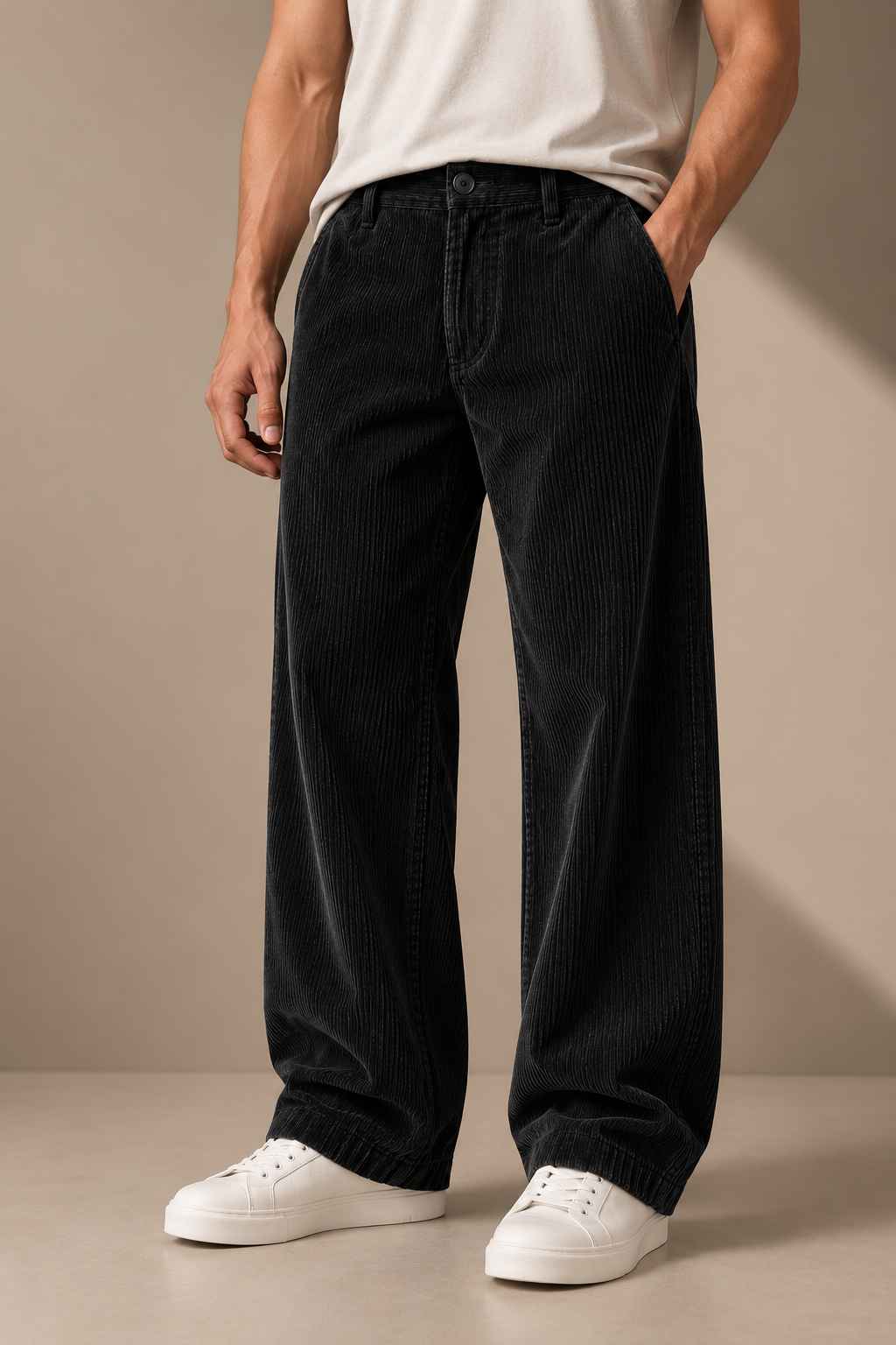 Black Corduroy Pant -  Relaxed Fit