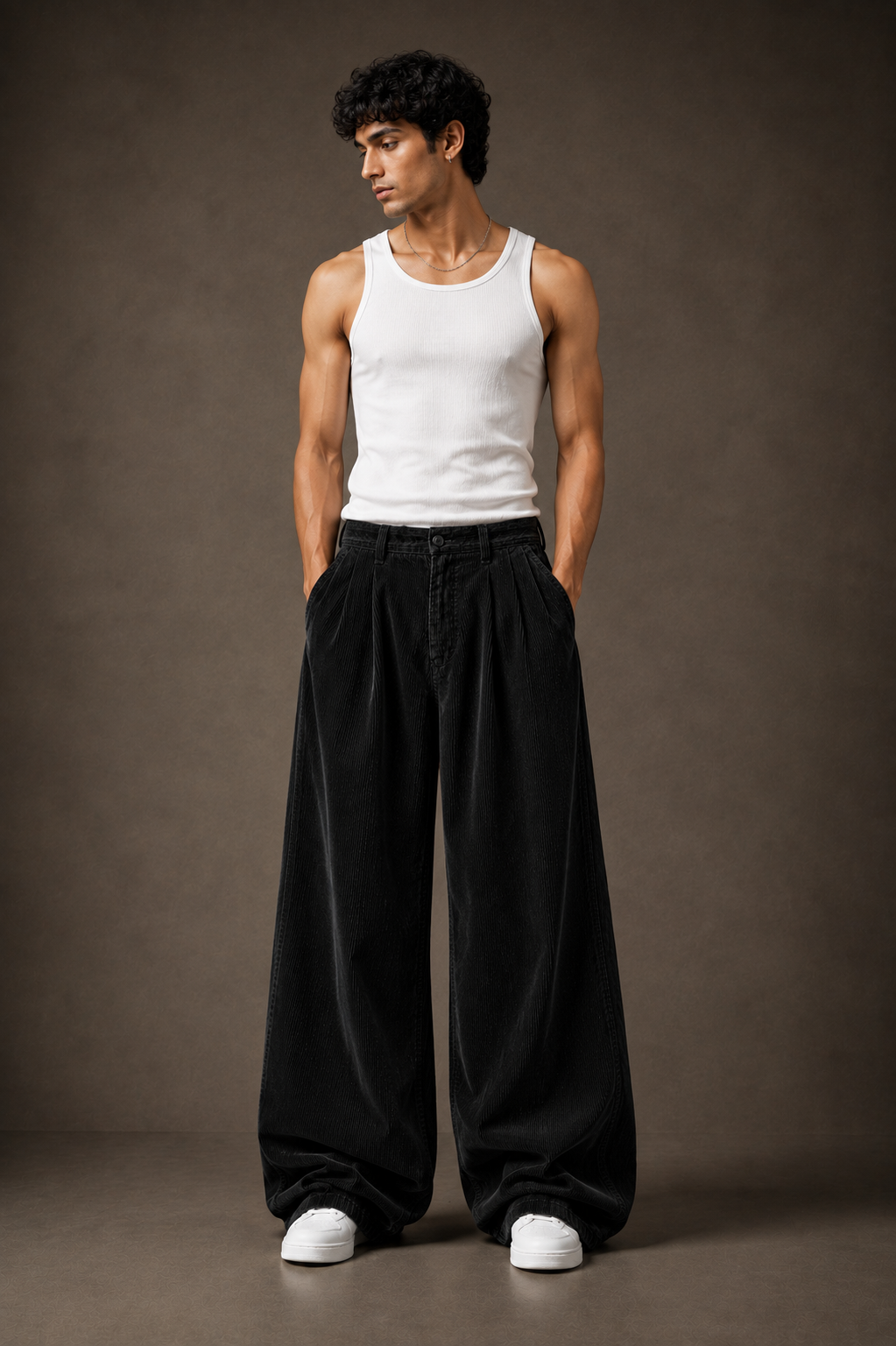 Jet Black Corduroy Pant - Baggy Fit