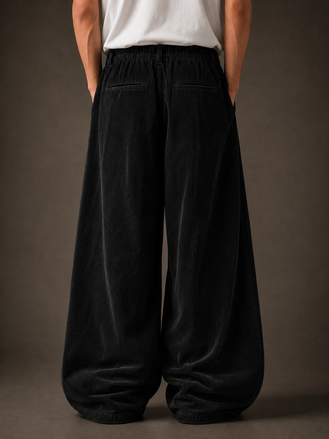 Jet Black Corduroy Pant - Baggy Fit