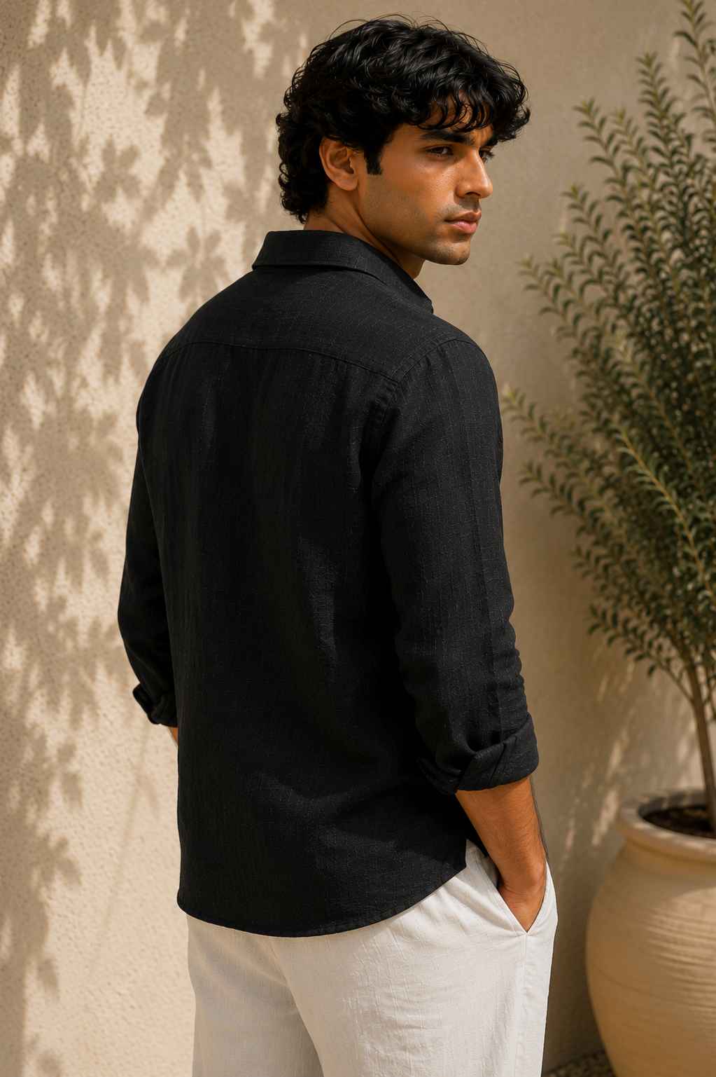 Black Pure Linen Shirt - European 60 LEA