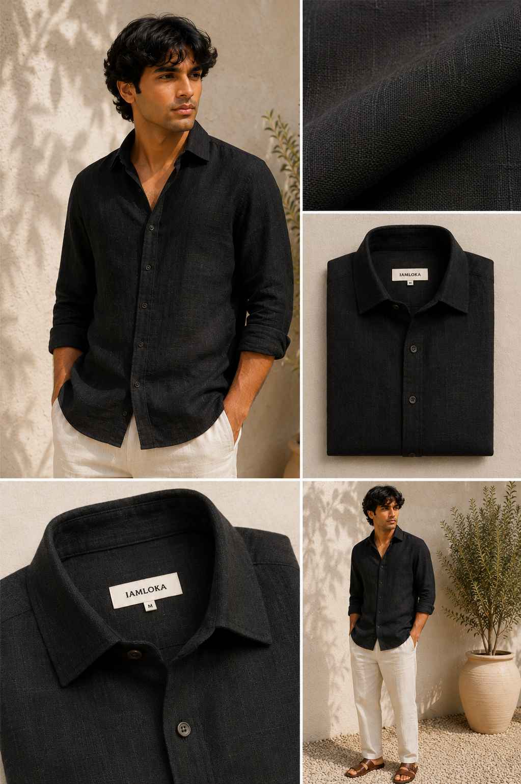 Black Pure Linen Shirt - European 60 LEA