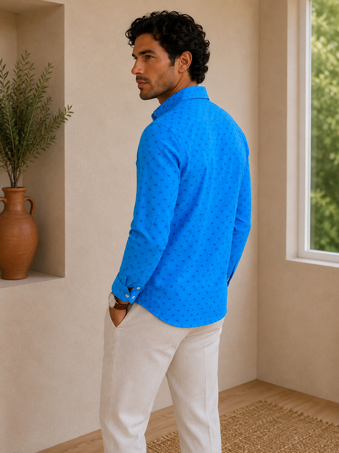 Blue Dragonfly Linen Shirt