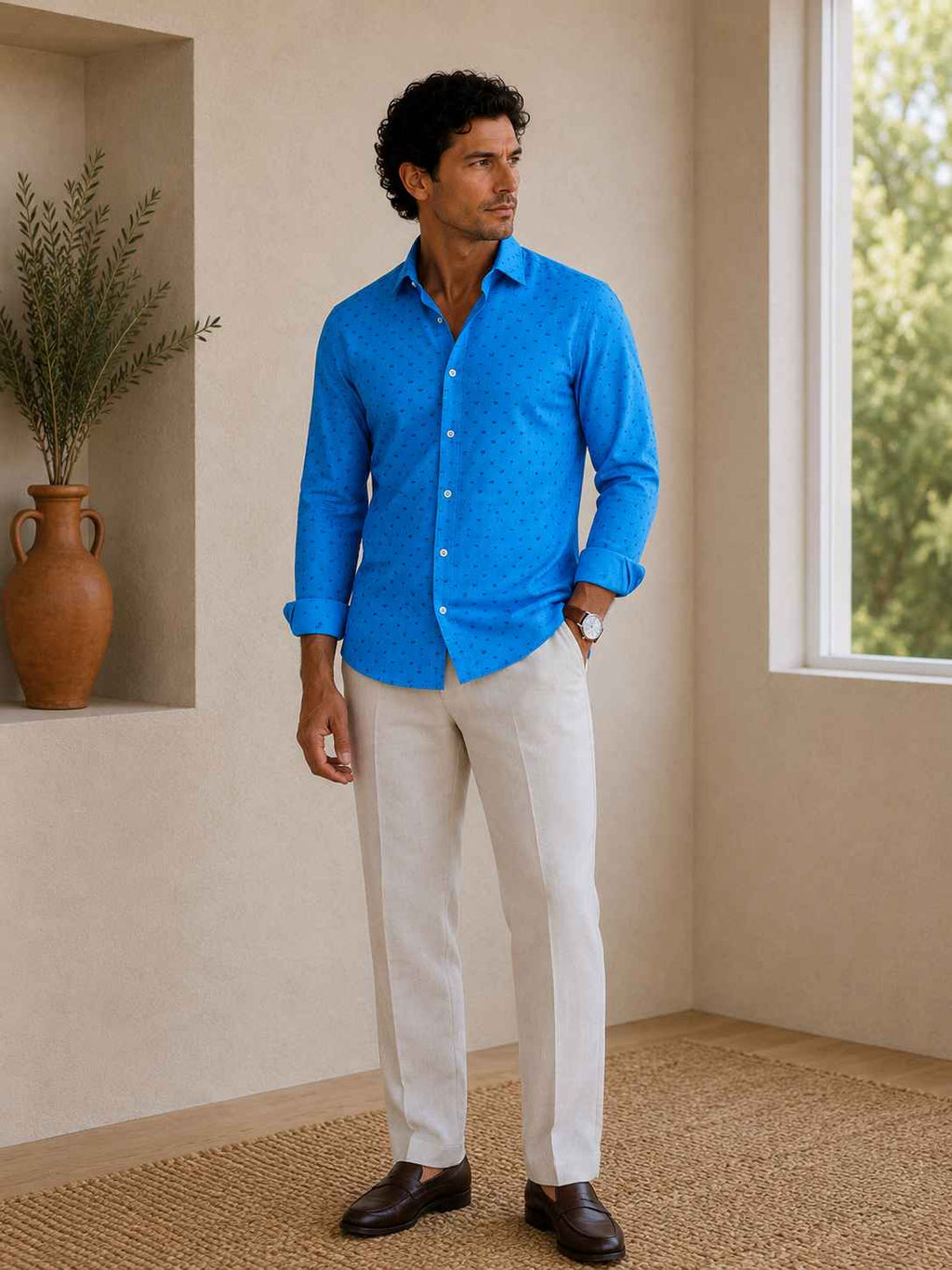 Blue Dragonfly Linen Shirt