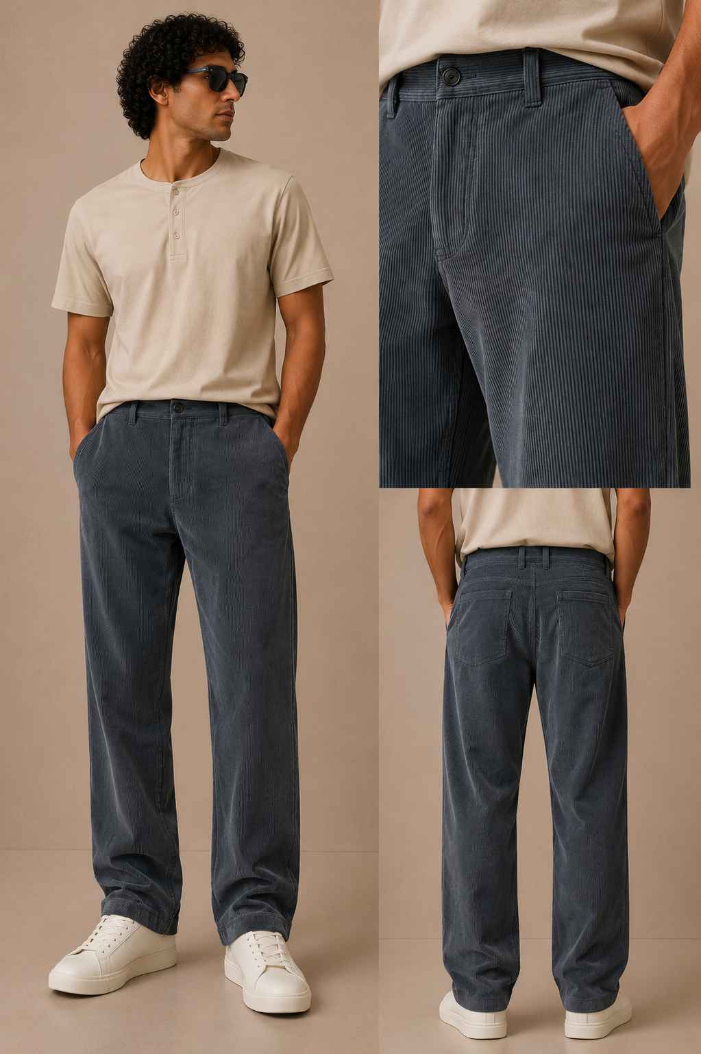 Charcoal Grey Corduroy Pant - Relaxed Fit
