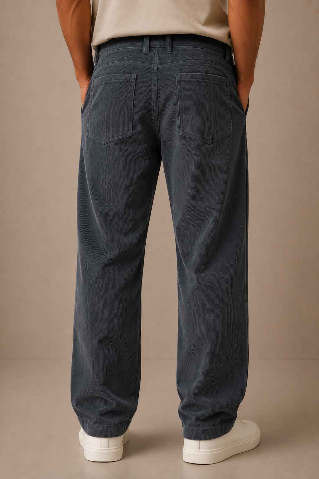 Charcoal Grey Corduroy Pant - Relaxed Fit