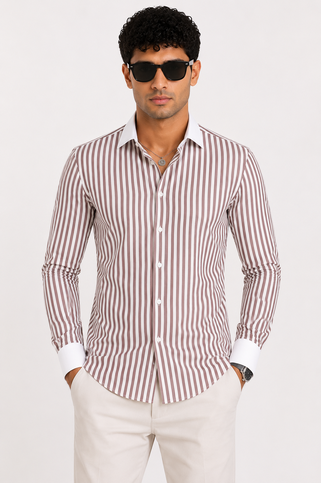 Vintage Burgundy Stripe Shirt