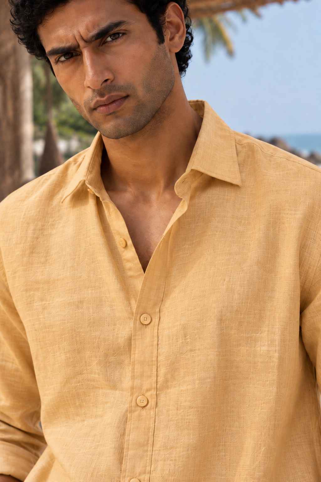 Butter Yellow Pure Linen Shirt - European 60 LEA