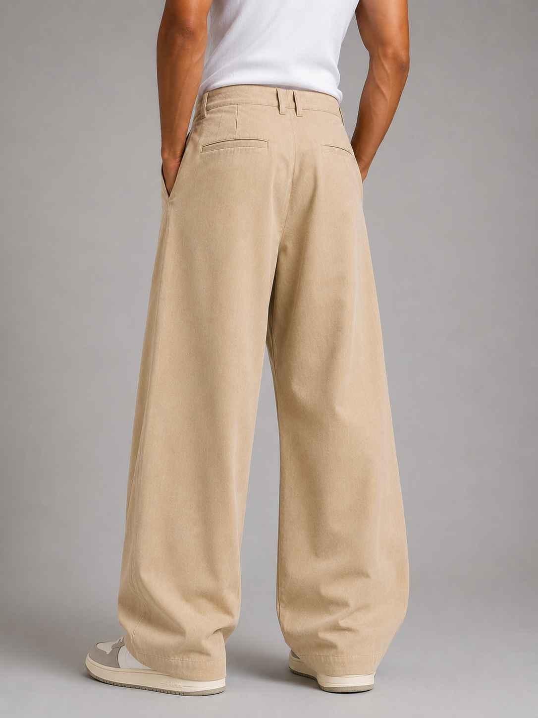 Cotton Baggy Fit Pants — Sand Beige