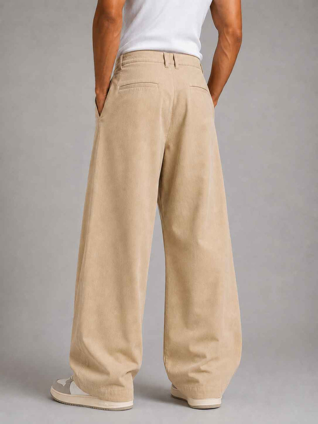Cotton Baggy Fit Pants — Sand Beige