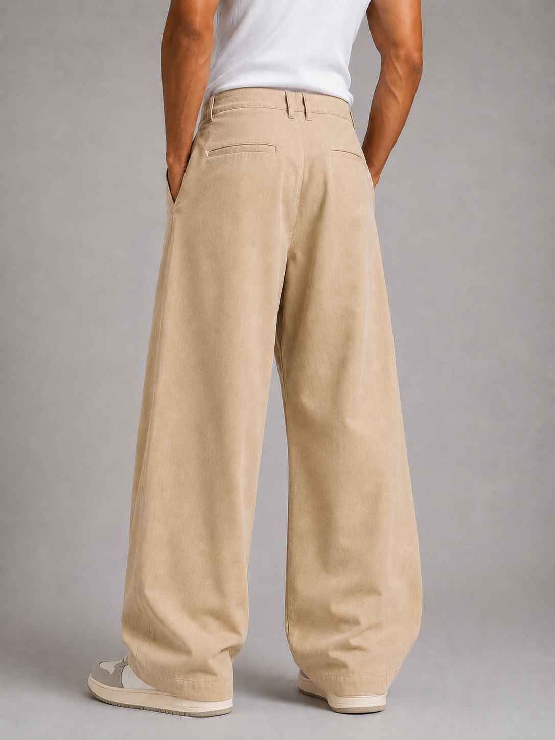 Cotton Baggy Fit Pants — Sand Beige