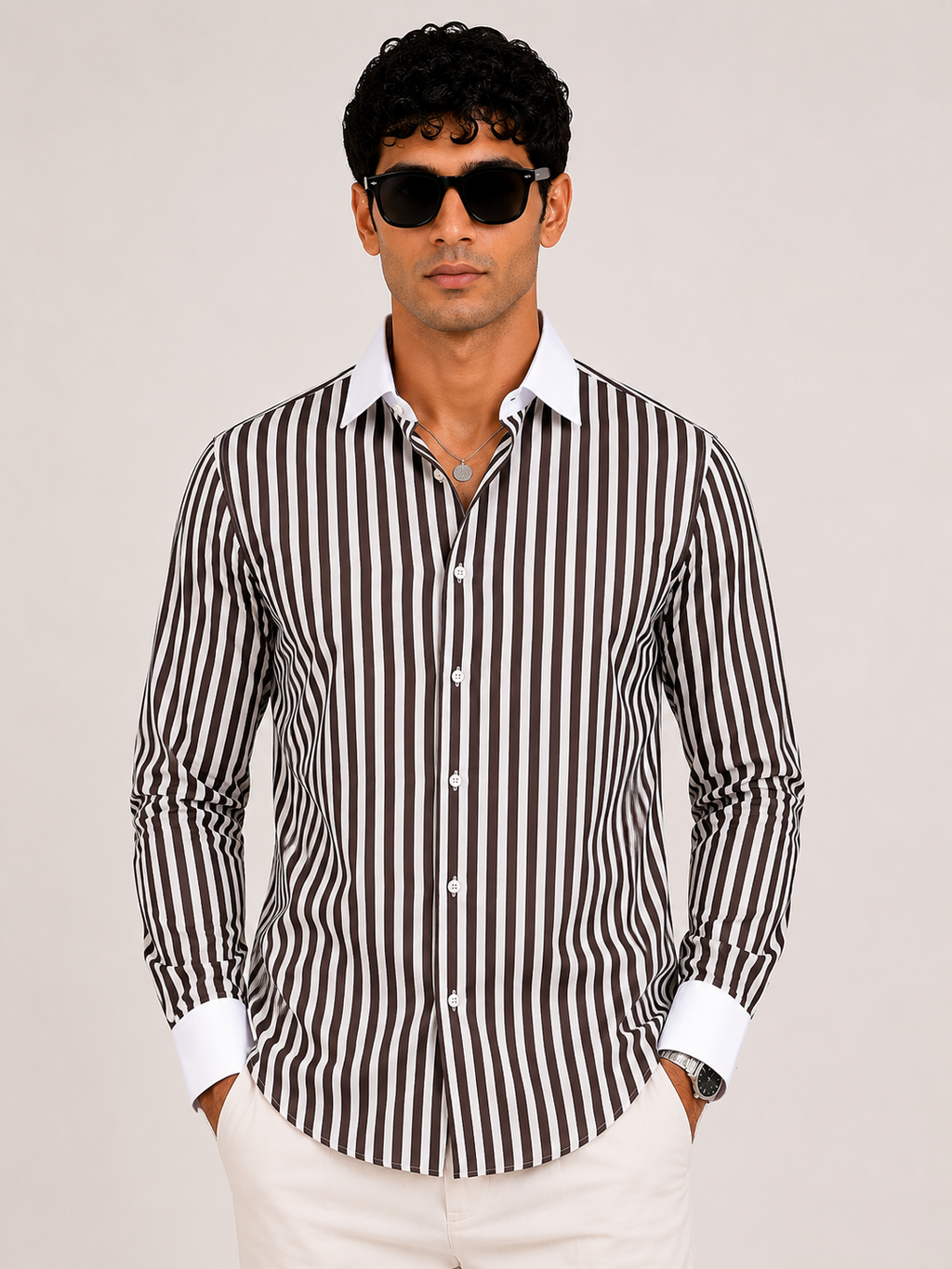 Dark Brown Stripe Shirt