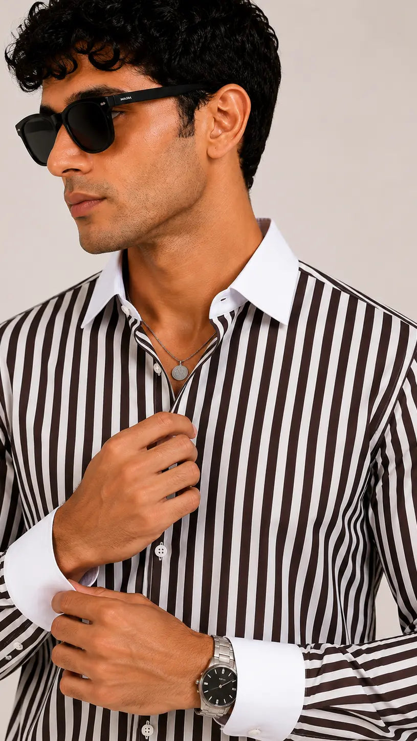 Dark Brown Stripe Shirt