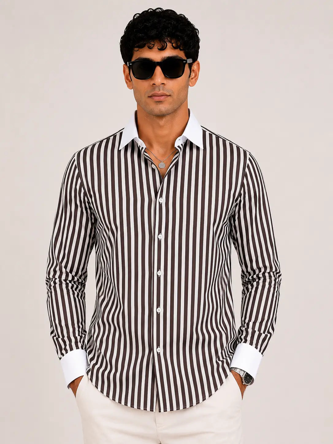 Dark Brown Stripe Shirt
