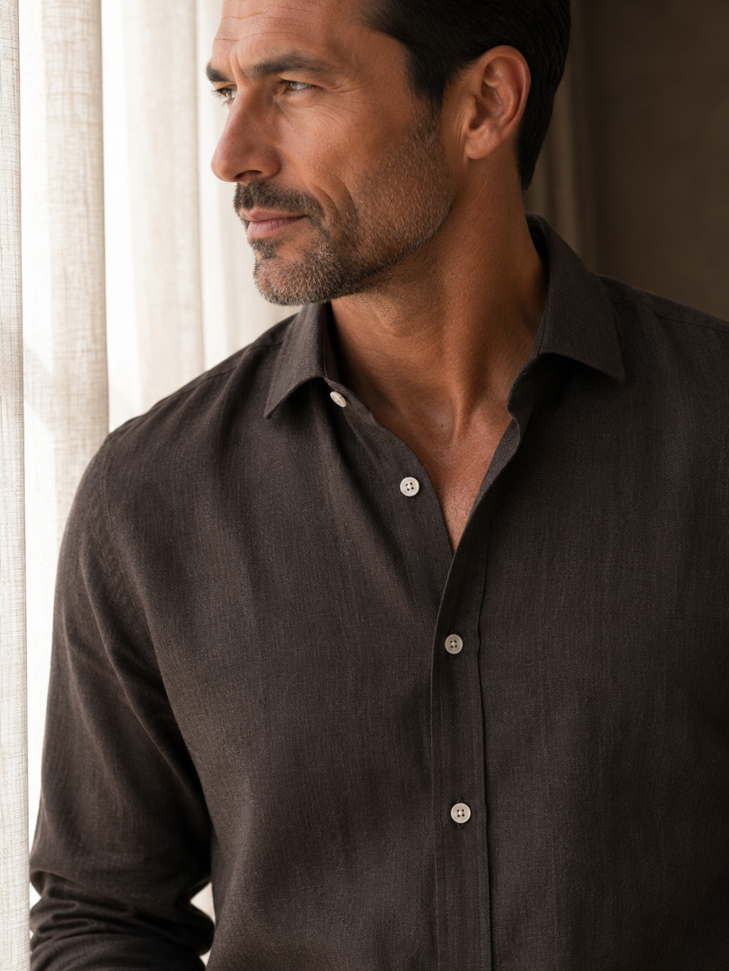 Dark Mocha Linen Shirt
