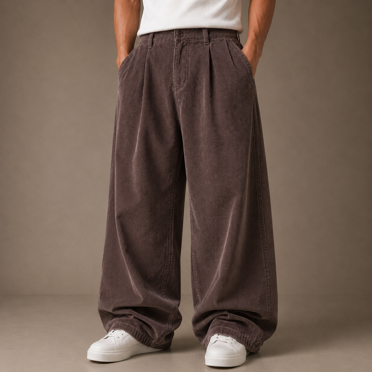 Dusty Mocha Corduroy Pant - Baggy Fit