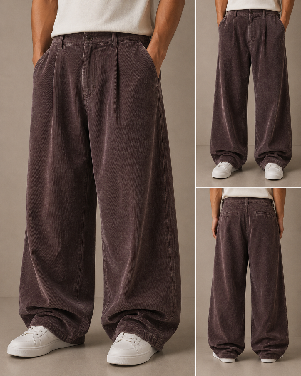 Dusty Mocha Corduroy Pant - Baggy Fit