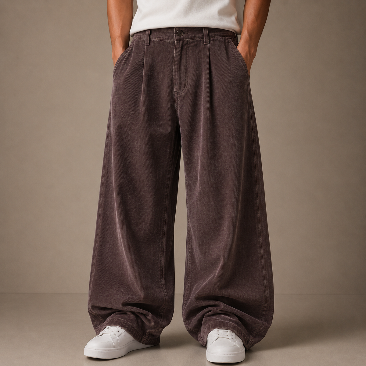 Dusty Mocha Corduroy Pant - Baggy Fit