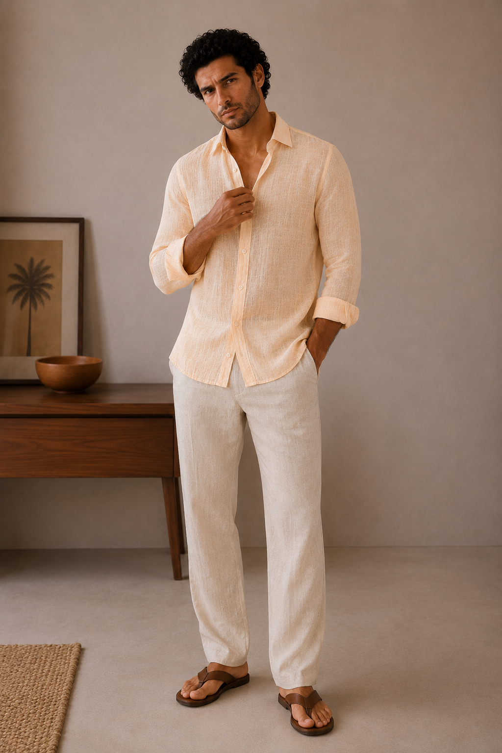 Blush Peach Linen Shirt