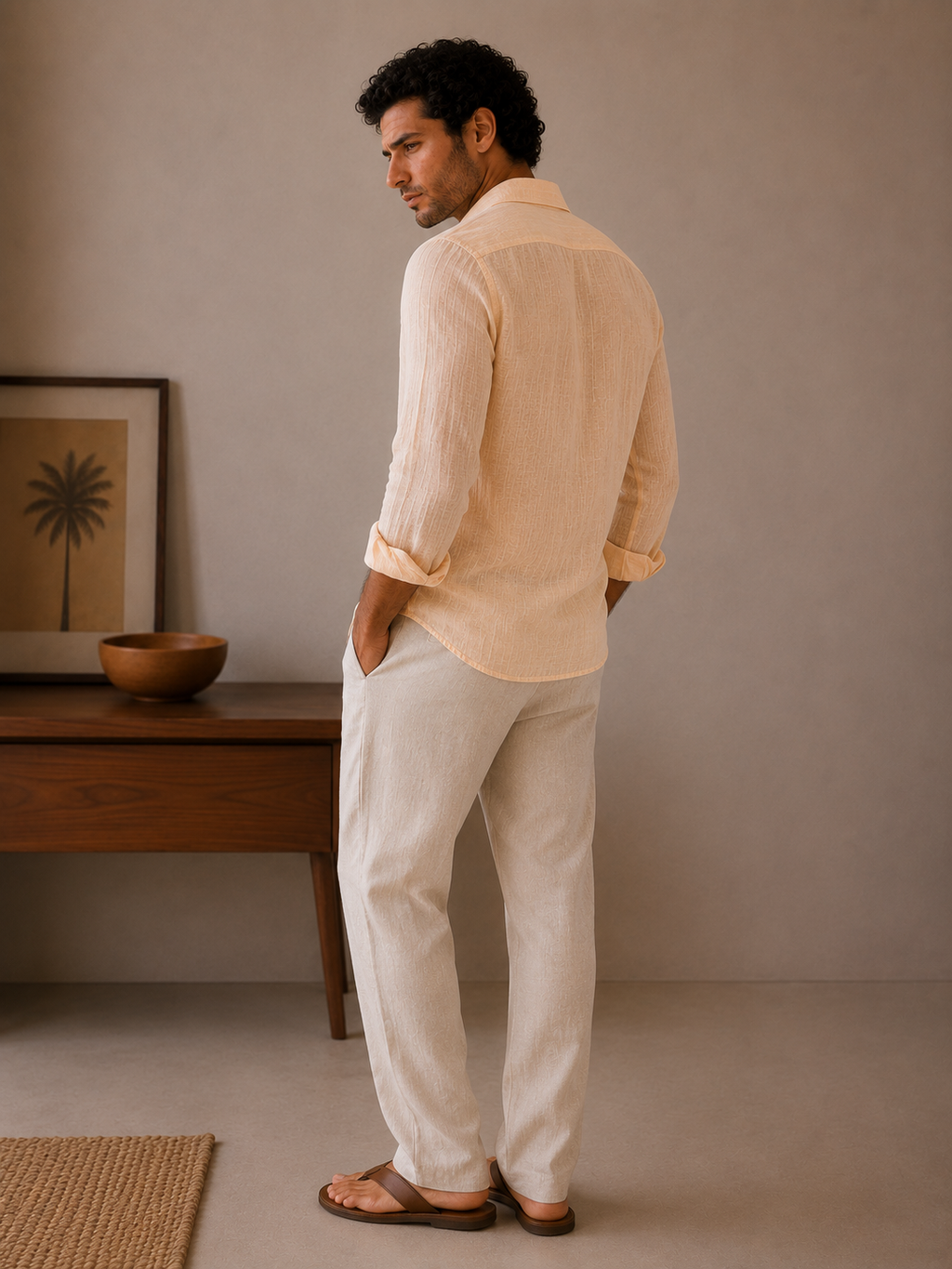 Blush Peach Linen Shirt