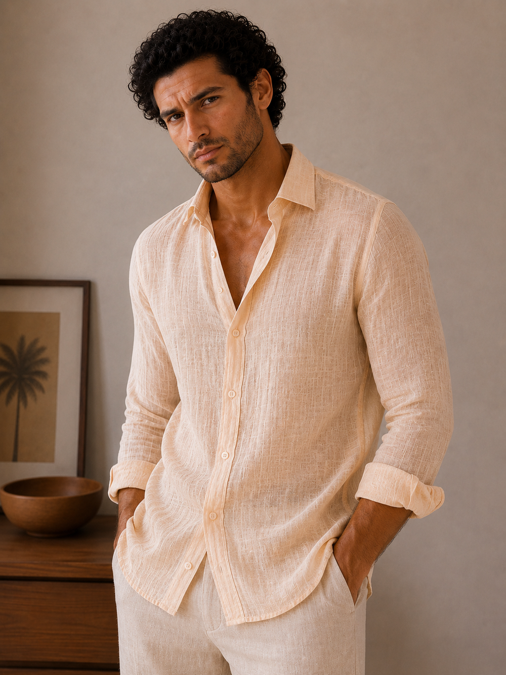 Blush Peach Linen Shirt
