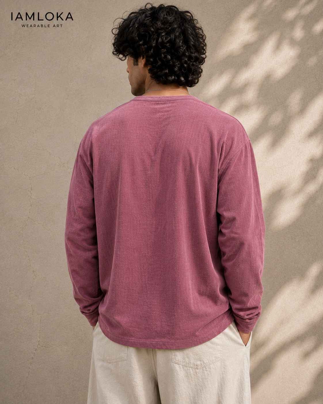 Dusty Rose Henley T-Shirt - Textured Cotton