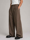 Cotton Baggy Fit Pants — Espresso Check