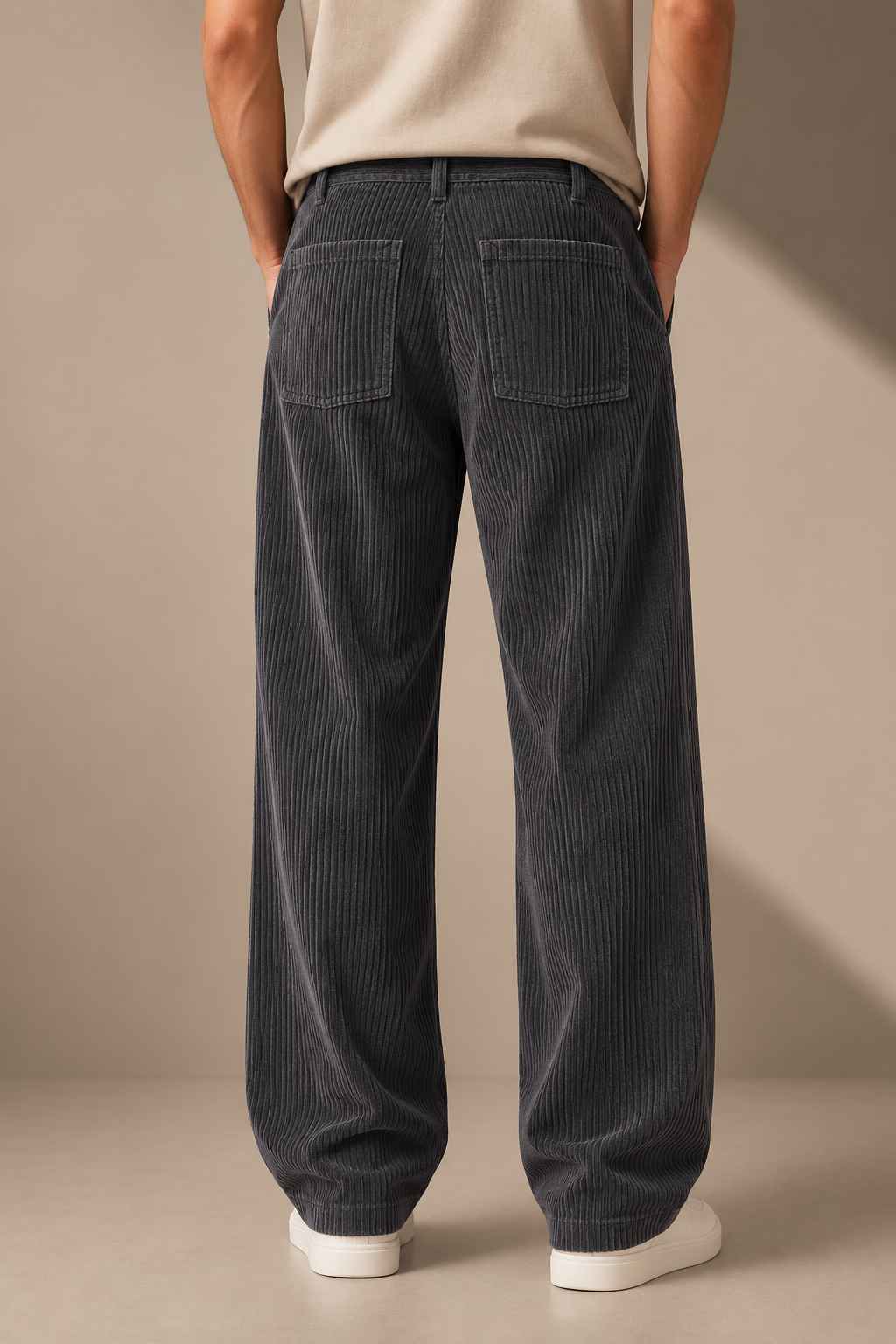Charcoal Grey Corduroy Pant -  Relaxed Fit