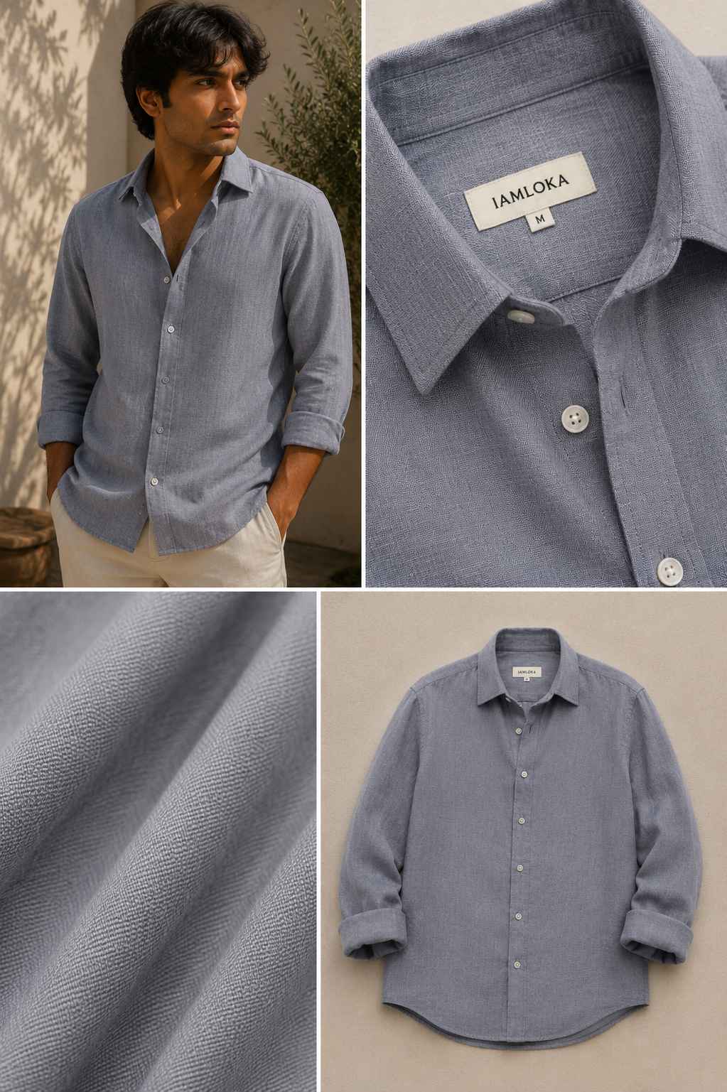 Grey Pure Linen Shirt - European 60 LEA