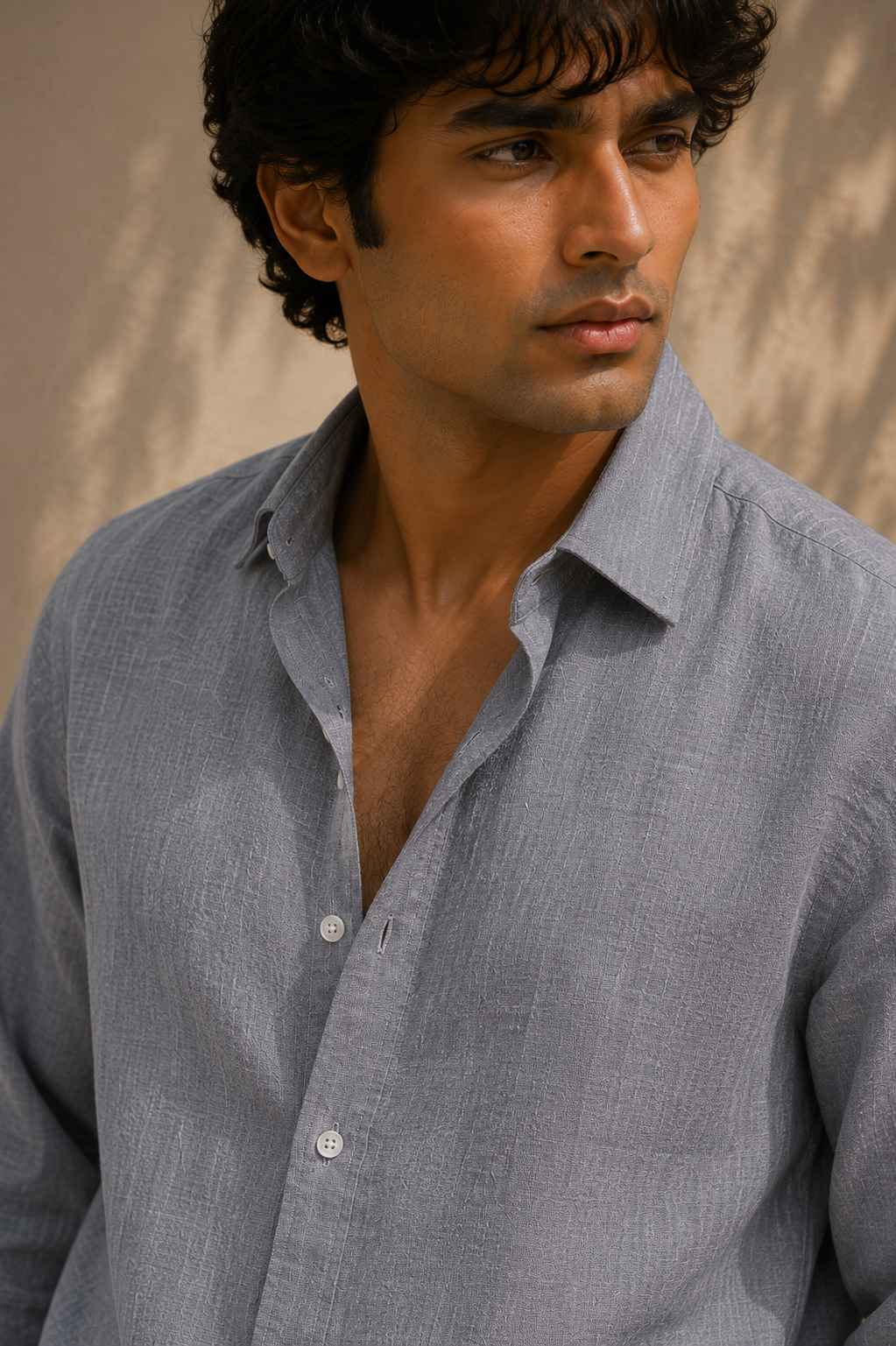 Grey Pure Linen Shirt - European 60 LEA