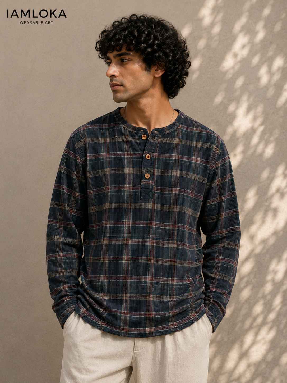 Nomad Check Henley T-Shirt - Limited Edition
